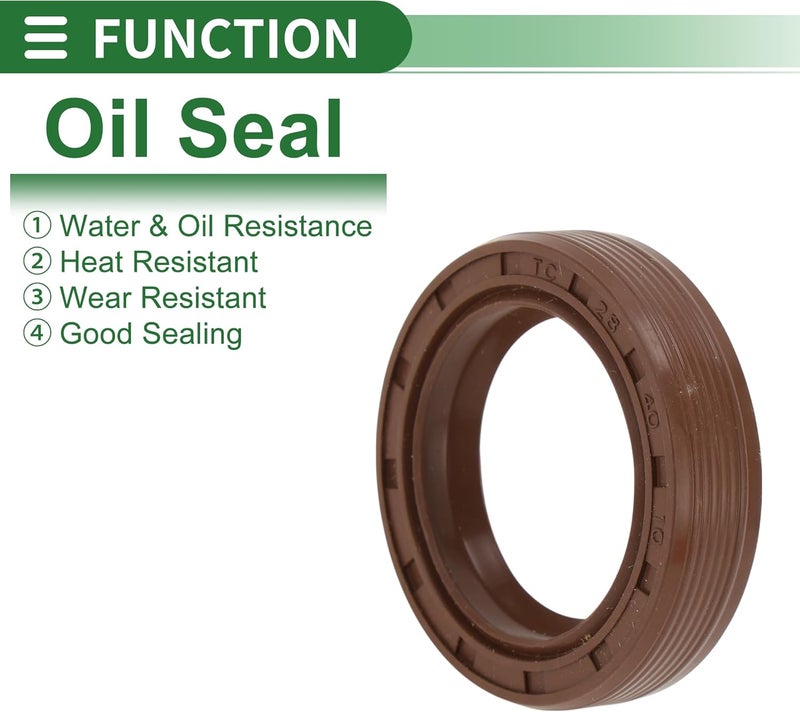 Partuto Universal Oil Seal TG4 Lip Seal Ring Rotary Shaft Seal 28x40x10mm High Pressure FKM Rubber Brown 5 Pcs - Image 3
